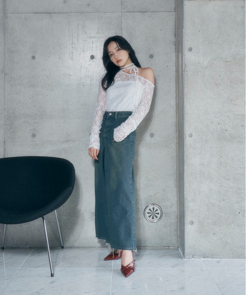 ANDGEEBEE（アンジービー）の「アシメレーストップス（その他トップス・レディース・ブラック/ホワイト・FREE）」の8枚目の写真