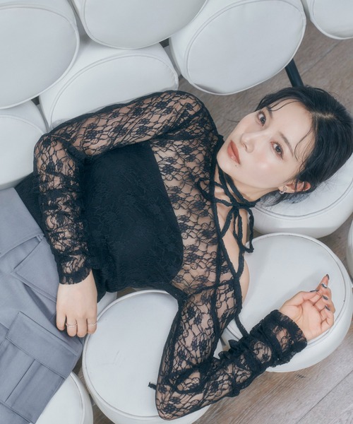 ANDGEEBEE（アンジービー）の「アシメレーストップス（その他トップス・レディース・ブラック/ホワイト・FREE）」の14枚目の写真