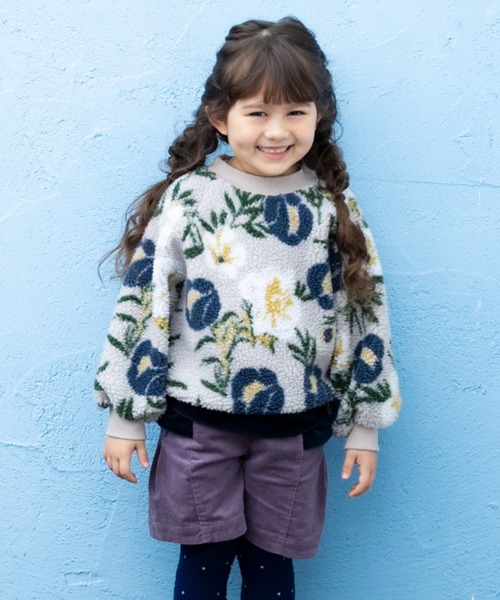 【セール】花柄ボア長袖トレーナー（スウェット）｜zuppa di zucca（ズッパ デ ズッカ）