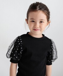 BRANSHES | ハートフロッキー×ボリューム袖5分袖Tシャツ(Tシャツ/カットソー)