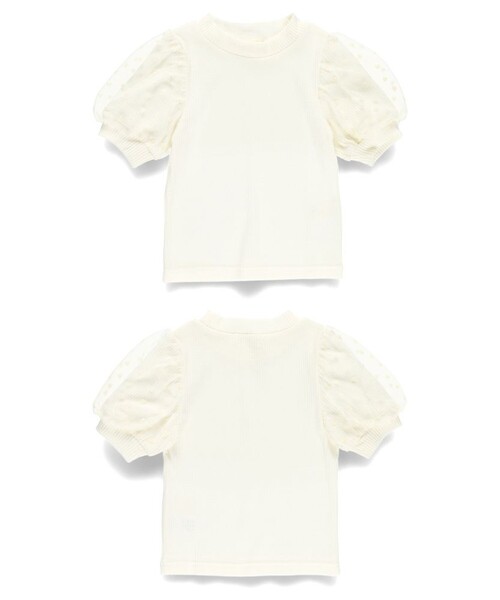 BRANSHES(ブランシェス)の「ハートフロッキー×ボリューム袖5分袖Tシャツ(Tシャツ/カットソー・キッズ・アイボリー/ピンクベージュ/ブラック・80/90/120/100/110/150/130/140)」の15枚目の写真