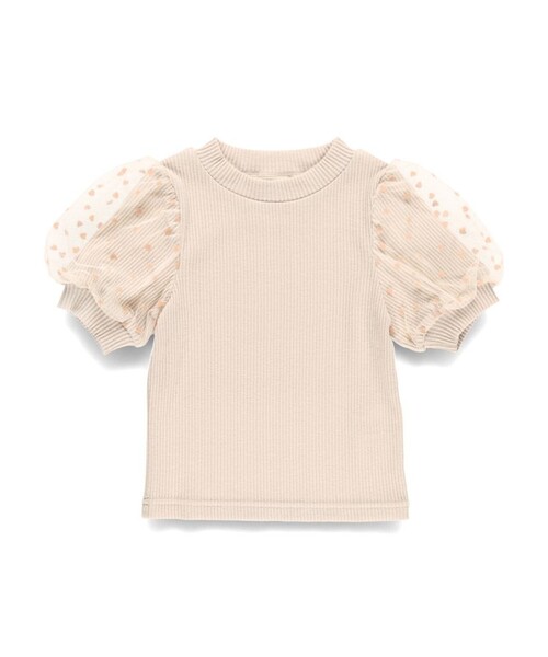 BRANSHES(ブランシェス)の「ハートフロッキー×ボリューム袖5分袖Tシャツ(Tシャツ/カットソー・キッズ・アイボリー/ピンクベージュ/ブラック・80/90/120/100/110/150/130/140)」の17枚目の写真