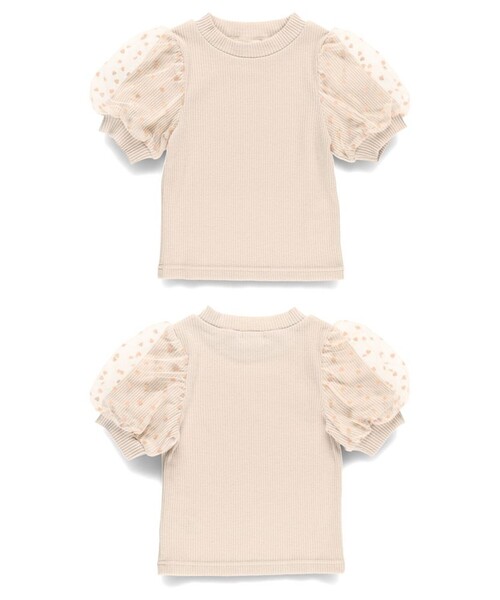 BRANSHES(ブランシェス)の「ハートフロッキー×ボリューム袖5分袖Tシャツ(Tシャツ/カットソー・キッズ・アイボリー/ピンクベージュ/ブラック・80/90/120/100/110/150/130/140)」の22枚目の写真