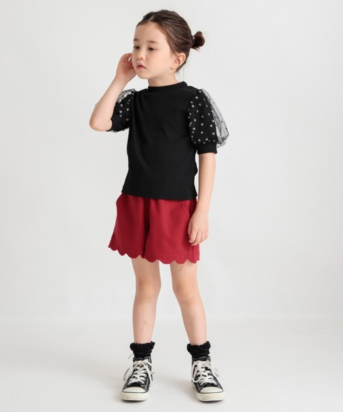 BRANSHES(ブランシェス)の「ハートフロッキー×ボリューム袖5分袖Tシャツ(Tシャツ/カットソー・キッズ・アイボリー/ピンクベージュ/ブラック・80/90/120/100/110/150/130/140)」の12枚目の写真