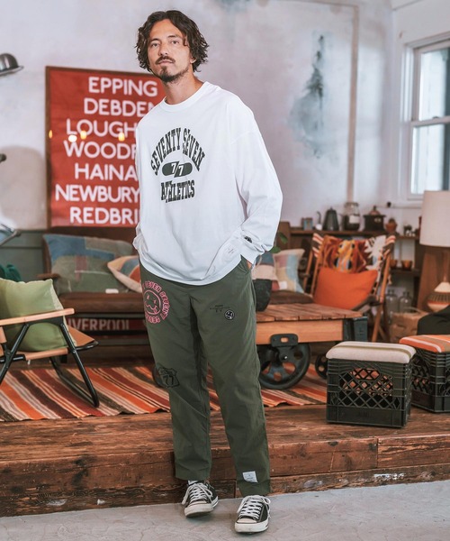 seventy seven(セブンティセブン)の「mlt4830- middle onz over size L-S t-shirts (athletics 24W) カットソー(Tシャツ/カットソー・メンズ・ホワイト×ブラック/ブラック/ブルー系その他/ホワイト×イエロー・S/M/L/XL)」の7枚目の写真
