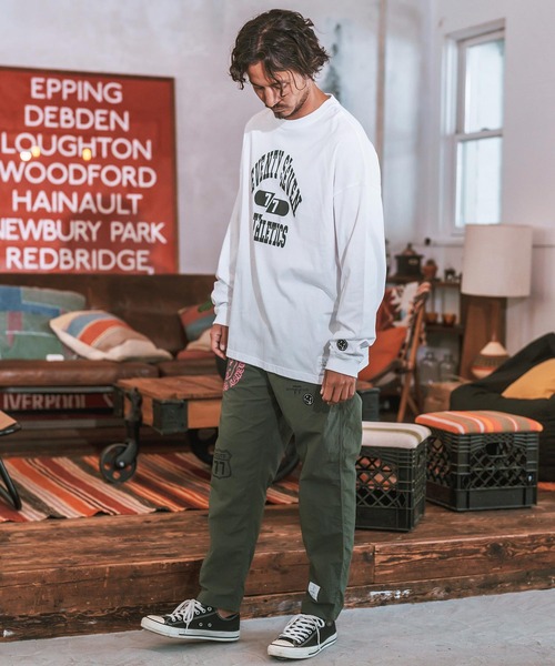 seventy seven(セブンティセブン)の「mlt4830- middle onz over size L-S t-shirts (athletics 24W) カットソー(Tシャツ/カットソー・メンズ・ホワイト×ブラック/ブラック/ブルー系その他/ホワイト×イエロー・S/M/L/XL)」の8枚目の写真