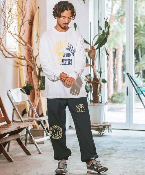 seventy seven(セブンティセブン)の「mlt4830- middle onz over size L-S t-shirts (athletics 24W) カットソー(Tシャツ/カットソー・メンズ・ホワイト×ブラック/ブラック/ブルー系その他/ホワイト×イエロー・S/M/L/XL)」の12枚目の写真