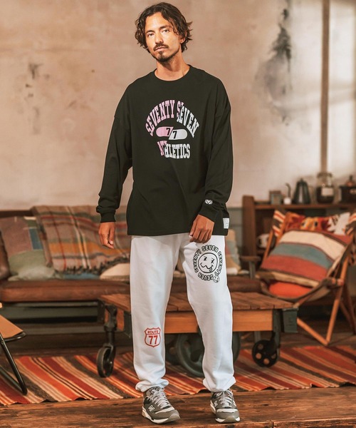seventy seven(セブンティセブン)の「mlt4830- middle onz over size L-S t-shirts (athletics 24W) カットソー(Tシャツ/カットソー・メンズ・ホワイト×ブラック/ブラック/ブルー系その他/ホワイト×イエロー・S/M/L/XL)」の17枚目の写真