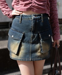 WEGO | WEGO/【24年秋冬新作】ヴィンテージウォッシュカーゴミニスカート(デニムスカート)