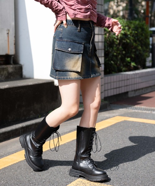 WEGO（ウィゴー）の「WEGO/ヴィンテージウォッシュカーゴミニスカート（デニムスカート・レディース・ブラック/ダークブルー/その他1/その他2・FREE）」の9枚目の写真