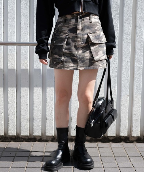 WEGO（ウィゴー）の「WEGO/ヴィンテージウォッシュカーゴミニスカート（デニムスカート・レディース・ブラック/ダークブルー/その他1/その他2・FREE）」の13枚目の写真