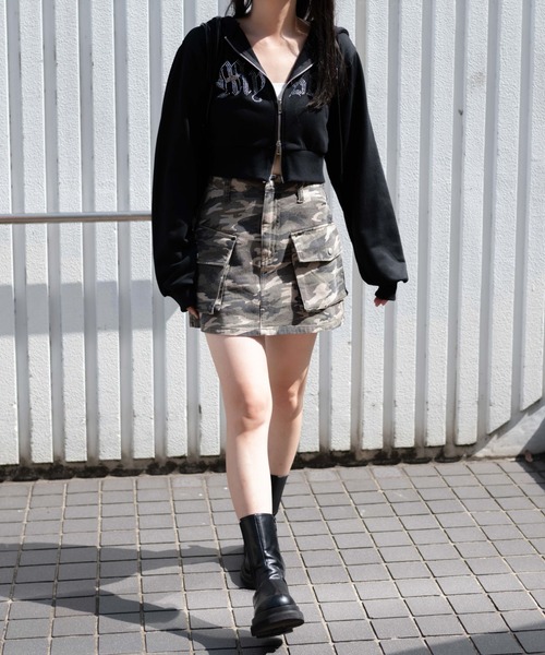 WEGO（ウィゴー）の「WEGO/ヴィンテージウォッシュカーゴミニスカート（デニムスカート・レディース・ブラック/ダークブルー/その他1/その他2・FREE）」の16枚目の写真