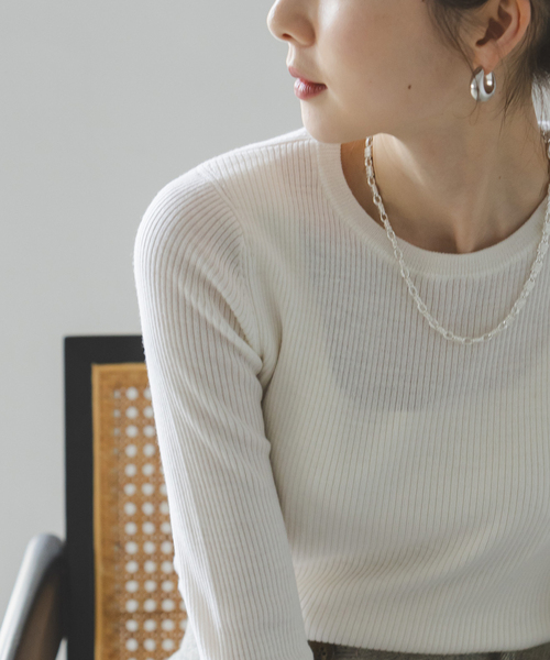 Noble（ノーブル）の「《追加2》リブクルーネックニット（ニット