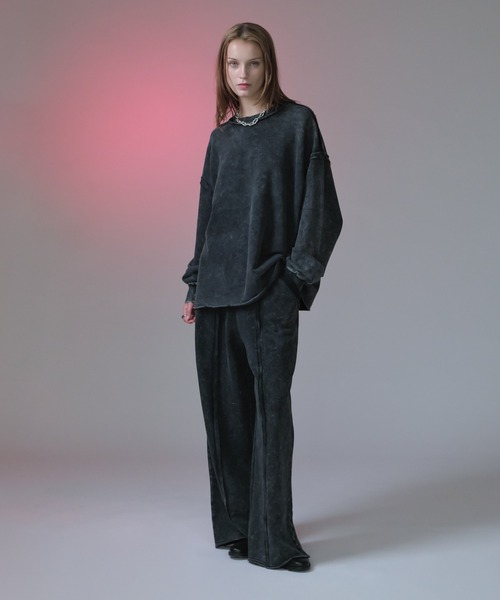 selle glant（セレグランテ）の「INSIDEOUT SWEAT WIDE PANTS/インサイドアウトスウェットワイドパンツ（スウェットパンツ・メンズ・ブラック/杢グレー/ブラック系・MEDIUM/SMALL/LARGE）」の16枚目の写真