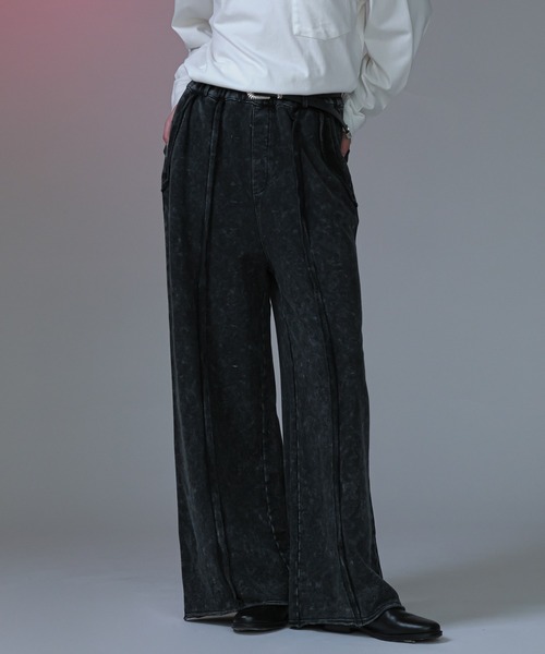 selle glant（セレグランテ）の「INSIDEOUT SWEAT WIDE PANTS/インサイドアウトスウェットワイドパンツ（スウェットパンツ・メンズ・ブラック/杢グレー/ブラック系・MEDIUM/SMALL/LARGE）」の12枚目の写真