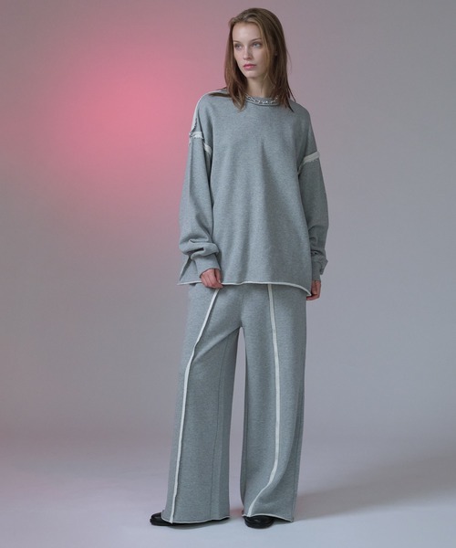 selle glant（セレグランテ）の「INSIDEOUT SWEAT WIDE PANTS/インサイドアウトスウェットワイドパンツ（スウェットパンツ・メンズ・ブラック/杢グレー/ブラック系・MEDIUM/SMALL/LARGE）」の8枚目の写真