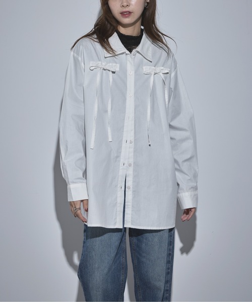 MAISON BREEZE(メゾンブリーズ)の「【MAISON BREEZE】40ブロード リボンブラウス 32005A332 XNN(シャツ/ブラウス・レディース・ブラック/チャコールグレー/ホワイト/ピンク・FREE)」の5枚目の写真