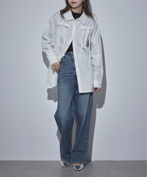 MAISON BREEZE(メゾンブリーズ)の「【MAISON BREEZE】40ブロード リボンブラウス 32005A332 XNN(シャツ/ブラウス・レディース・ブラック/チャコールグレー/ホワイト/ピンク・FREE)」の6枚目の写真