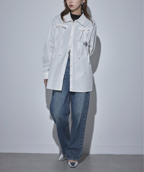 MAISON BREEZE(メゾンブリーズ)の「【MAISON BREEZE】40ブロード リボンブラウス 32005A332 XNN(シャツ/ブラウス・レディース・ブラック/チャコールグレー/ホワイト/ピンク・FREE)」の8枚目の写真