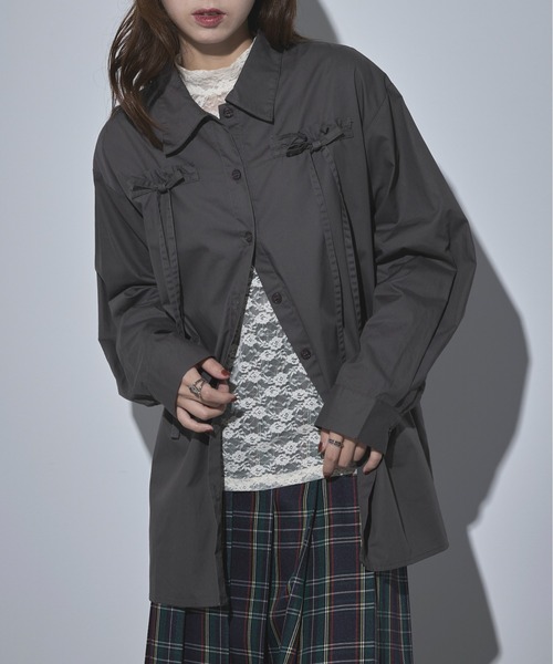 MAISON BREEZE(メゾンブリーズ)の「【MAISON BREEZE】40ブロード リボンブラウス 32005A332 XNN(シャツ/ブラウス・レディース・ブラック/チャコールグレー/ホワイト/ピンク・FREE)」の16枚目の写真