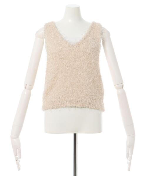 INGNI（イング）の「シャギーニットビスチェ（ニット/セーター・レディース・アイボリー/ブラック/グレー・M）」の4枚目の写真