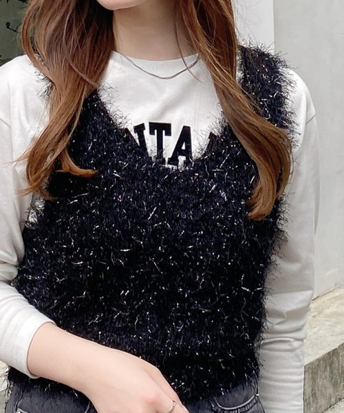 INGNI（イング）の「シャギーニットビスチェ（ニット/セーター・レディース・アイボリー/ブラック/グレー・M）」の17枚目の写真