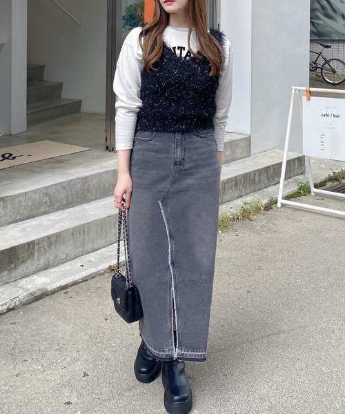 INGNI（イング）の「シャギーニットビスチェ（ニット/セーター・レディース・アイボリー/ブラック/グレー・M）」の22枚目の写真