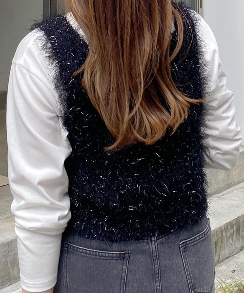 INGNI（イング）の「シャギーニットビスチェ（ニット/セーター・レディース・アイボリー/ブラック/グレー・M）」の21枚目の写真