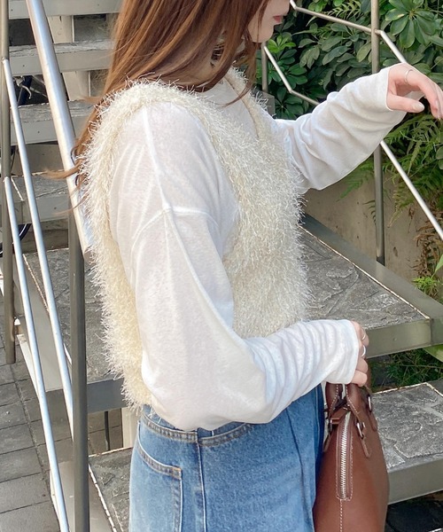 INGNI（イング）の「シャギーニットビスチェ（ニット/セーター・レディース・アイボリー/ブラック/グレー・M）」の10枚目の写真