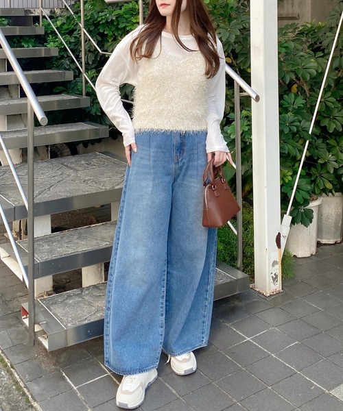 INGNI（イング）の「シャギーニットビスチェ（ニット/セーター・レディース・アイボリー/ブラック/グレー・M）」の13枚目の写真