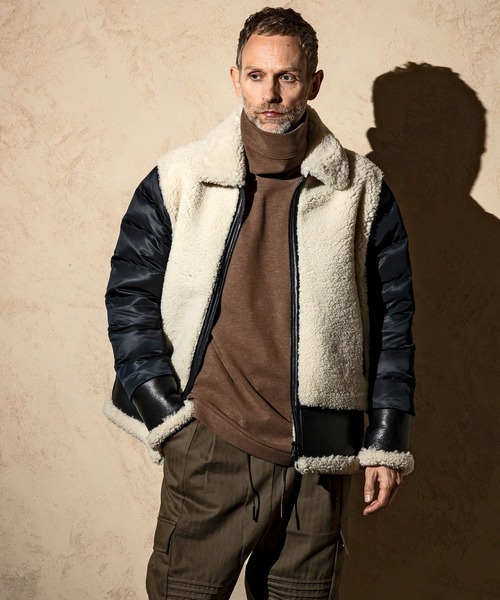 C DIEM（カルペディエム）の「C DIEM(カルペディエム)エクセルファスナー キルティングジャケット ムートンジャケット（ダウンジャケット/コート・メンズ・ホワイト×ブラック/ブラック×ブラック・M/L）」の21枚目の写真