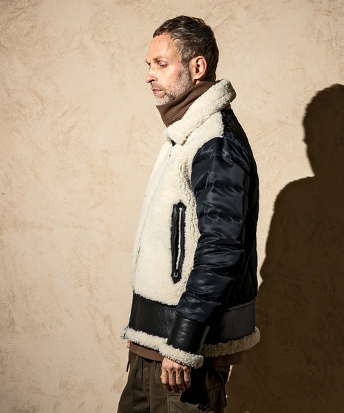 C DIEM（カルペディエム）の「C DIEM(カルペディエム)エクセルファスナー キルティングジャケット ムートンジャケット（ダウンジャケット/コート・メンズ・ホワイト×ブラック/ブラック×ブラック・M/L）」の19枚目の写真