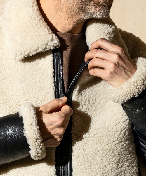 C DIEM（カルペディエム）の「C DIEM(カルペディエム)エクセルファスナー キルティングジャケット ムートンジャケット（ダウンジャケット/コート・メンズ・ホワイト×ブラック/ブラック×ブラック・M/L）」の15枚目の写真