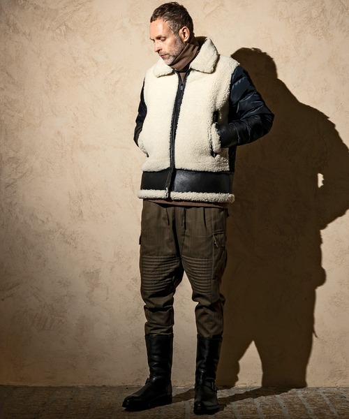 C DIEM（カルペディエム）の「C DIEM(カルペディエム)エクセルファスナー キルティングジャケット ムートンジャケット（ダウンジャケット/コート・メンズ・ホワイト×ブラック/ブラック×ブラック・M/L）」の13枚目の写真