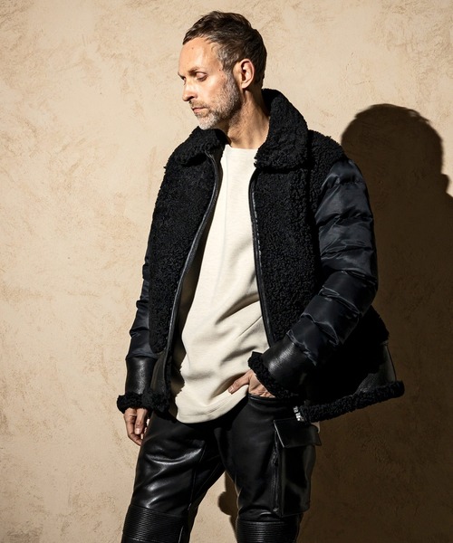 C DIEM（カルペディエム）の「C DIEM(カルペディエム)エクセルファスナー キルティングジャケット ムートンジャケット（ダウンジャケット/コート・メンズ・ホワイト×ブラック/ブラック×ブラック・M/L）」の9枚目の写真