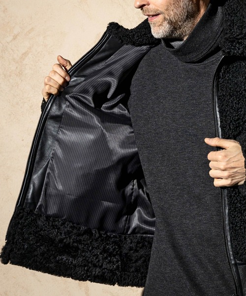 C DIEM（カルペディエム）の「C DIEM(カルペディエム)エクセルファスナー キルティングジャケット ムートンジャケット（ダウンジャケット/コート・メンズ・ホワイト×ブラック/ブラック×ブラック・M/L）」の5枚目の写真