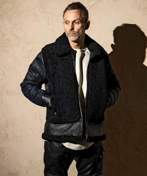 C DIEM（カルペディエム）の「C DIEM(カルペディエム)エクセルファスナー キルティングジャケット ムートンジャケット（ダウンジャケット/コート・メンズ・ホワイト×ブラック/ブラック×ブラック・M/L）」の4枚目の写真