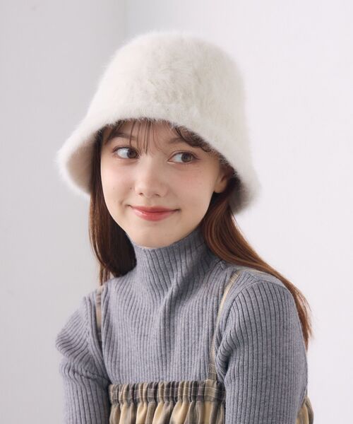casita(RETRO GIRL)(カシータ)の「Fファーハット(ハット・レディース・チャコールグレー/オフホワイト/ブラック・ONE SIZE)」の6枚目の写真