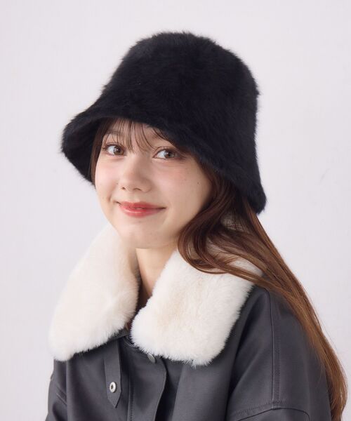casita(RETRO GIRL)(カシータ)の「Fファーハット(ハット・レディース・チャコールグレー/オフホワイト/ブラック・ONE SIZE)」の12枚目の写真