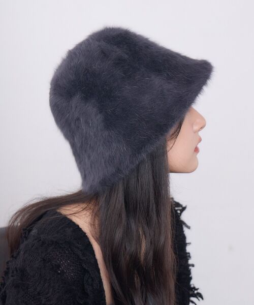 casita(RETRO GIRL)(カシータ)の「Fファーハット(ハット・レディース・チャコールグレー/オフホワイト/ブラック・ONE SIZE)」の15枚目の写真