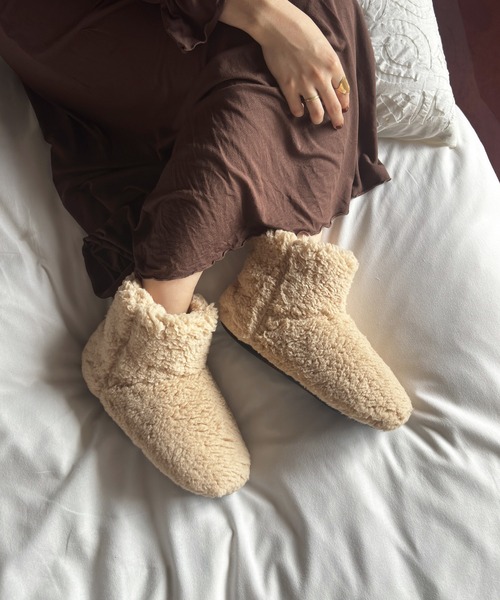 ORiental TRaffic（オリエンタルトラフィック）の「EC限定 ボアルームシューズブーツ G-0011（ルームシューズ/スリッパ・レディース・ライトグレー/アイボリー/ブラウン/ベージュ・L/M/S/LL）」の8枚目の写真