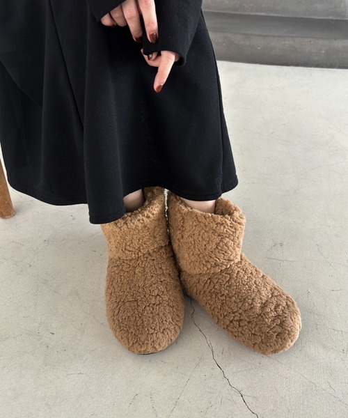 ORiental TRaffic（オリエンタルトラフィック）の「EC限定 ボアルームシューズブーツ G-0011（ルームシューズ/スリッパ・レディース・ライトグレー/アイボリー/ブラウン/ベージュ・L/M/S/LL）」の7枚目の写真