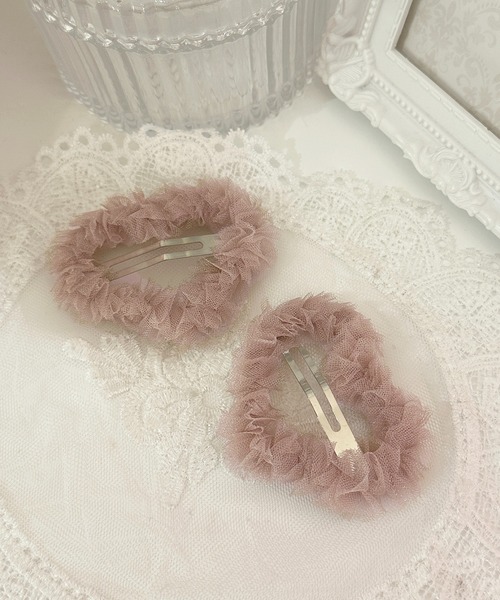 apres jour（アプレジュール）の「【apres jour×ARIAZ】シアーわくハートヘアピン２個セット（ヘアピン・レディース・オフホワイト/ピンク・FREE）」の4枚目の写真