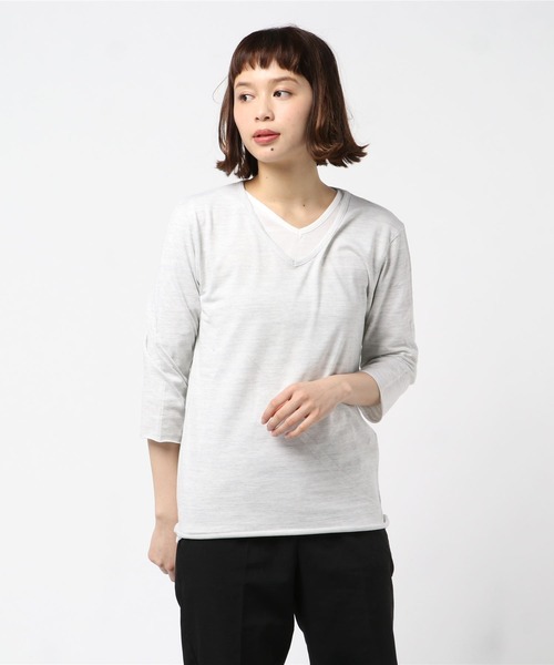 ARCHIVER(アーカイバ)の「【Bl】アンサンブルVネック7分袖Tシャツ(Tシャツ/カットソー・レディース・ホワイト・X-LARGE/MEDIUM/LARGE)」の5枚目の写真