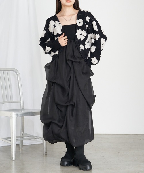 RAY CASSIN(レイカズン)の「【2点セット】花柄ジャガードCDキャミセット(カーディガン/ボレロ・レディース・ブラック系その他2/ベージュ系その他2/ブルー系その他2・FREE)」の9枚目の写真