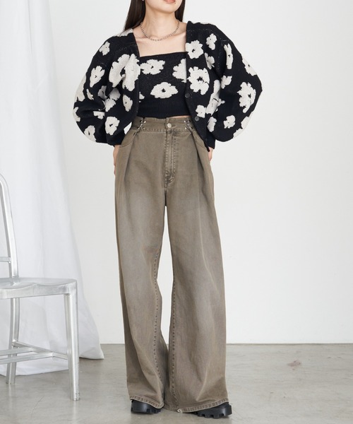 RAY CASSIN(レイカズン)の「【2点セット】花柄ジャガードCDキャミセット(カーディガン/ボレロ・レディース・ブラック系その他2/ベージュ系その他2/ブルー系その他2・FREE)」の5枚目の写真