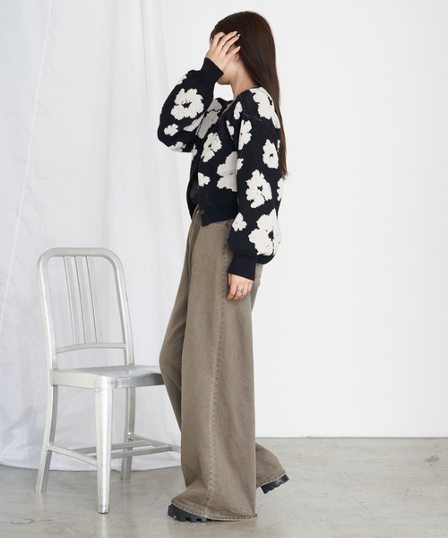 RAY CASSIN(レイカズン)の「【2点セット】花柄ジャガードCDキャミセット(カーディガン/ボレロ・レディース・ブラック系その他2/ベージュ系その他2/ブルー系その他2・FREE)」の6枚目の写真