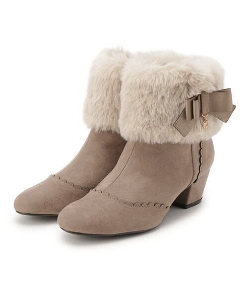 ITS'DEMO（イッツデモ）の「◆【フェイクファー・リボン取り外し可／M・Lサイズ展開】3Wayブーツ（ブーツ・レディース・ベージュ/ダークグレー・38/40）」の2枚目の写真