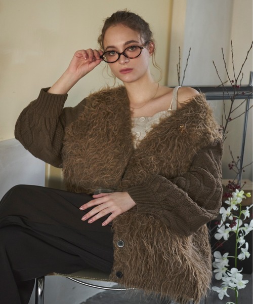 セール】shaggy mix knit cardigan / シャギーミックスニット
