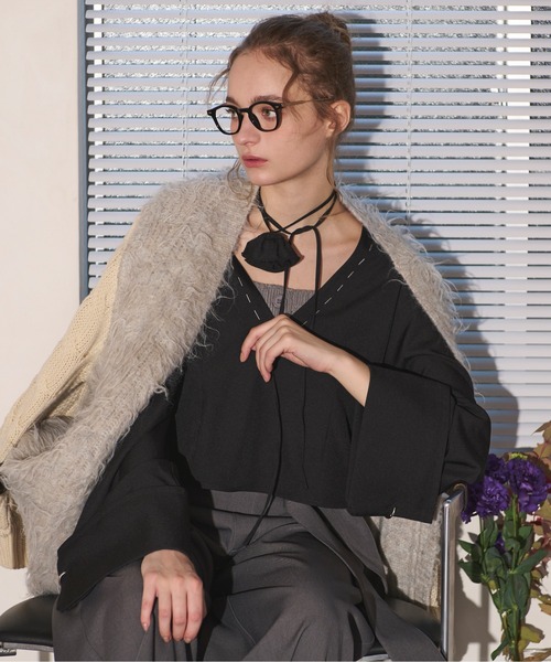 loin nuit(ロワンニュイ)の「shaggy mix knit cardigan / シャギーミックスニットカーディガン(カーディガン/ボレロ・レディース・ブラウン/アイボリー・FREE)」の3枚目の写真